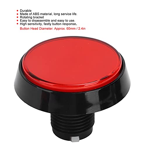 60mm LED Light Big Round Flat Button with 3 Foot Switch - Red Arcade Power Switch for Video Game Consoles & DIY Control Panels - Perfect for Arcade Machines, Gaming Setups & Custom Electronics Projects