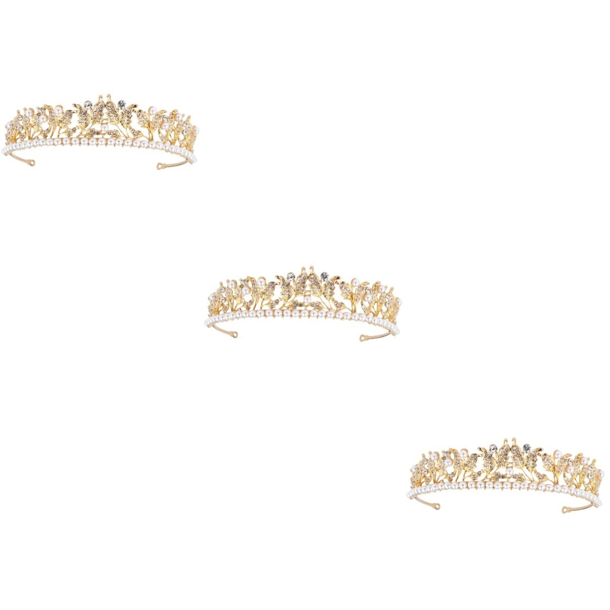 Beaupretty 3-Piece Leaf Rhinestone Bridal Tiara Set - Crystal Pearl Wedding Headpiece for Bride, Bridal Hair Accessories & Pageant Crown - Perfect for Weddings, Prom, Pageants, and Special Occasions