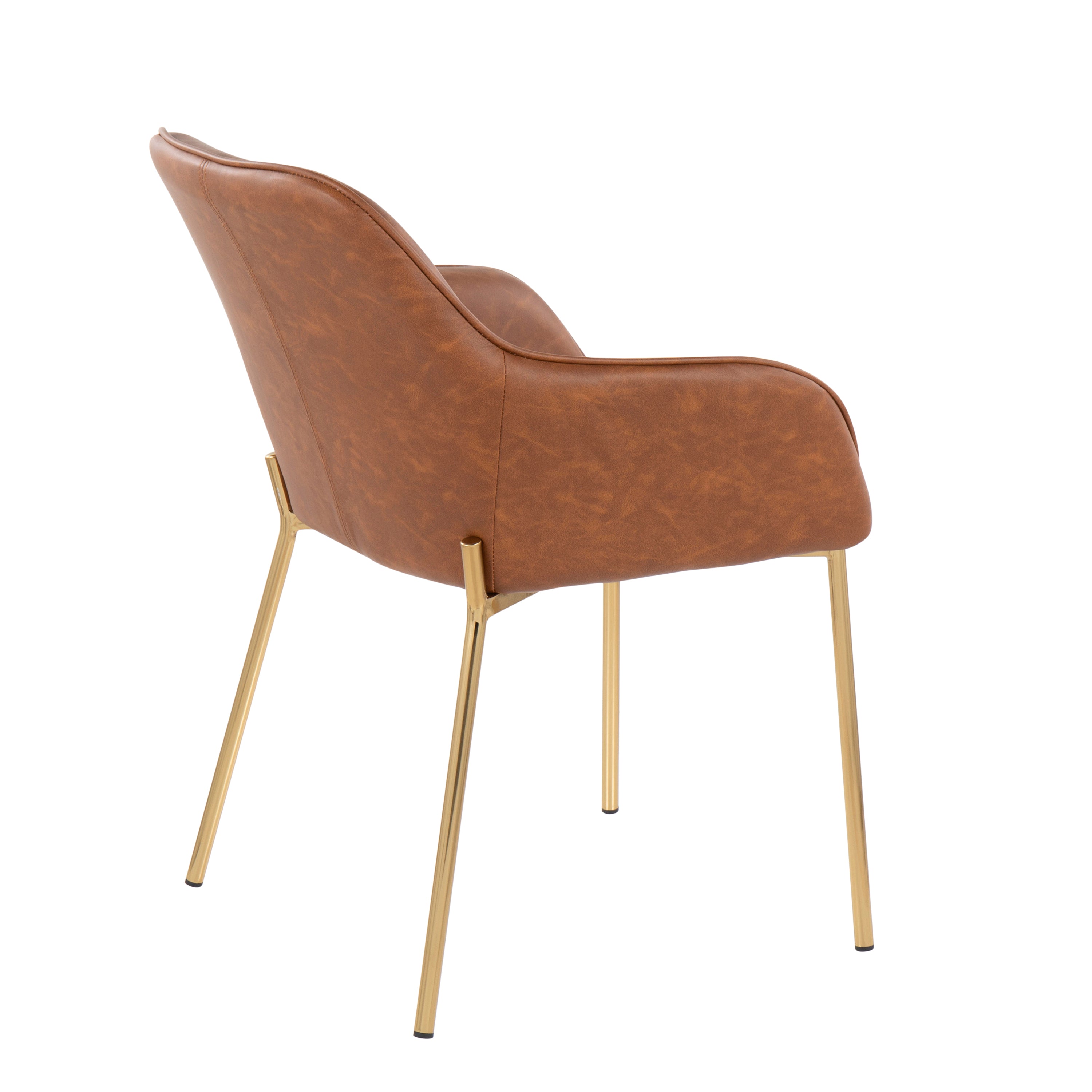 LumiSource Daniella Modern Dining Chairs - Set of 2 Gold Metal Frame with Camel Faux Leather Upholstery - Perfect for Kitchen, Dining Room & Contemporary Home Decor