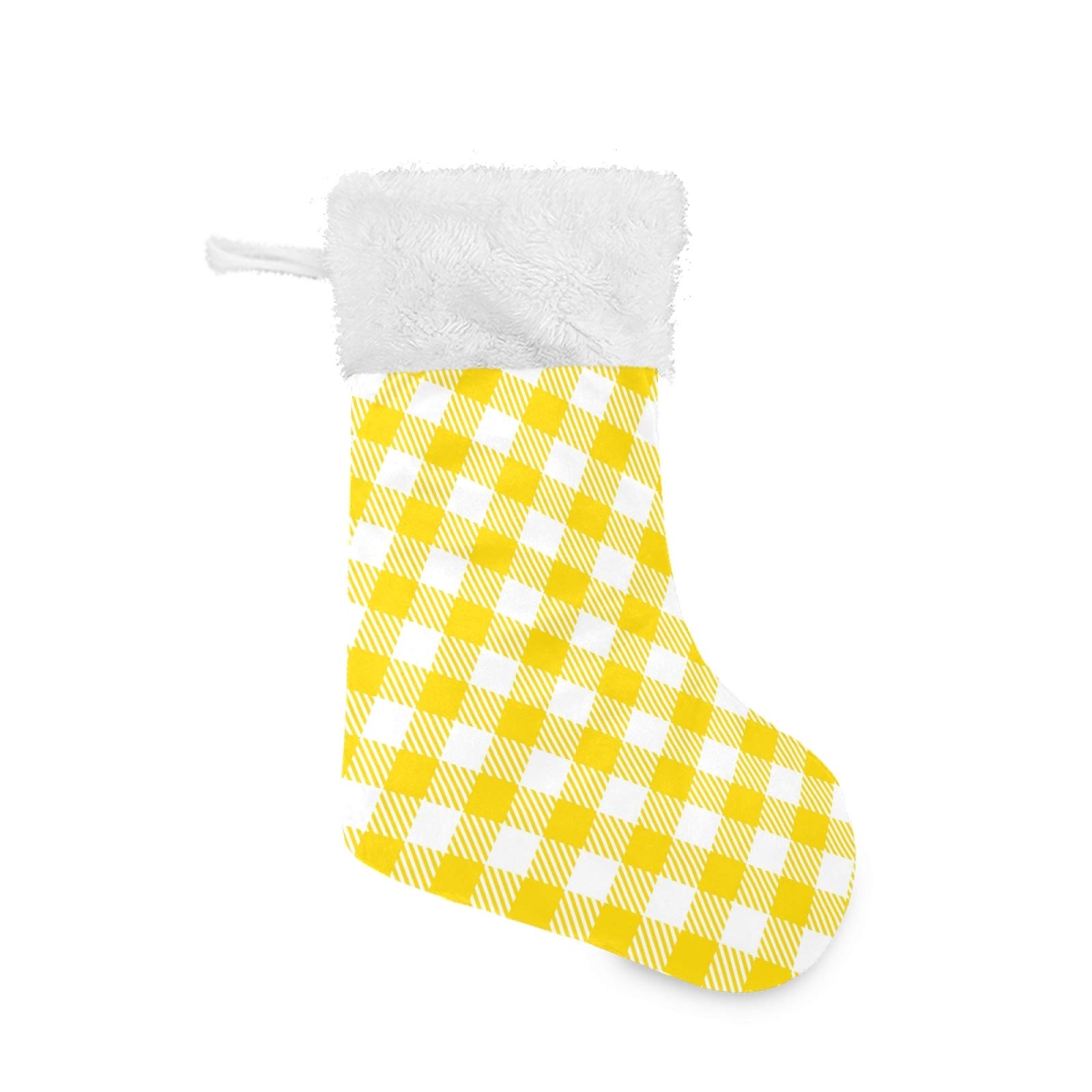 Qilmy Classic Yellow Plaid Christmas Stockings - Personalized Large 18 Inch Holiday Stockings with Snowflake Design | Perfect for Christmas Decor, Family Party Decorations & Festive Gift Giving