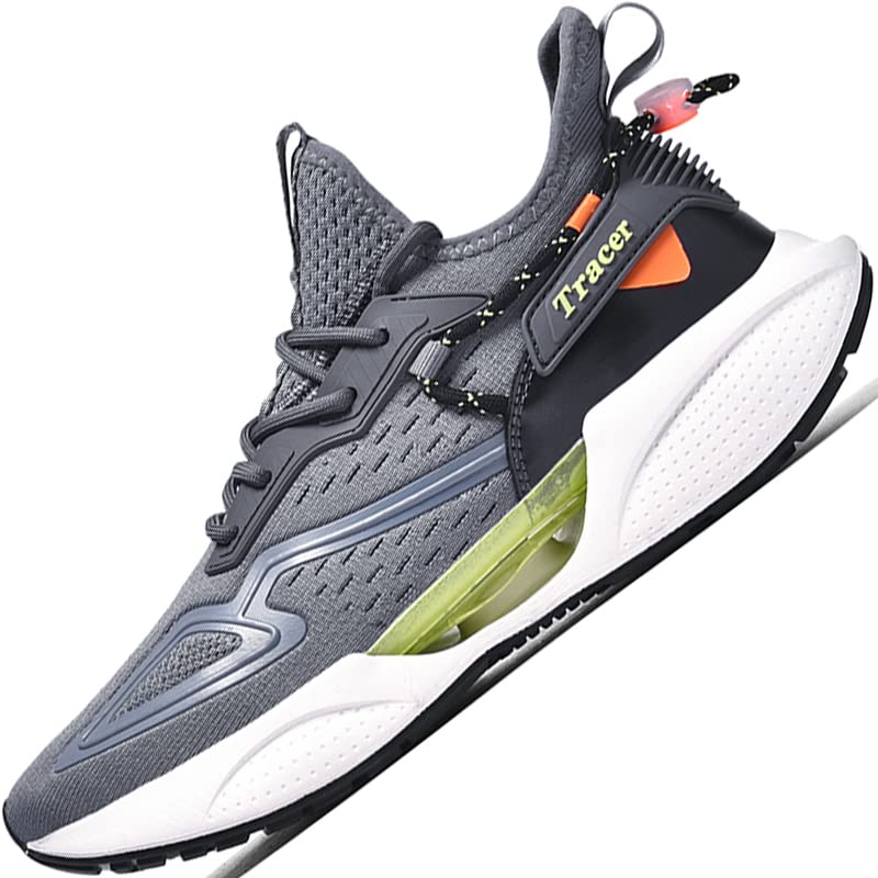 Men's Running Shoes - Lightweight Athletic Sneakers for Tennis, Trail & Basketball - Black, White & Grey - Breathable Comfort for Casual & Sports Use