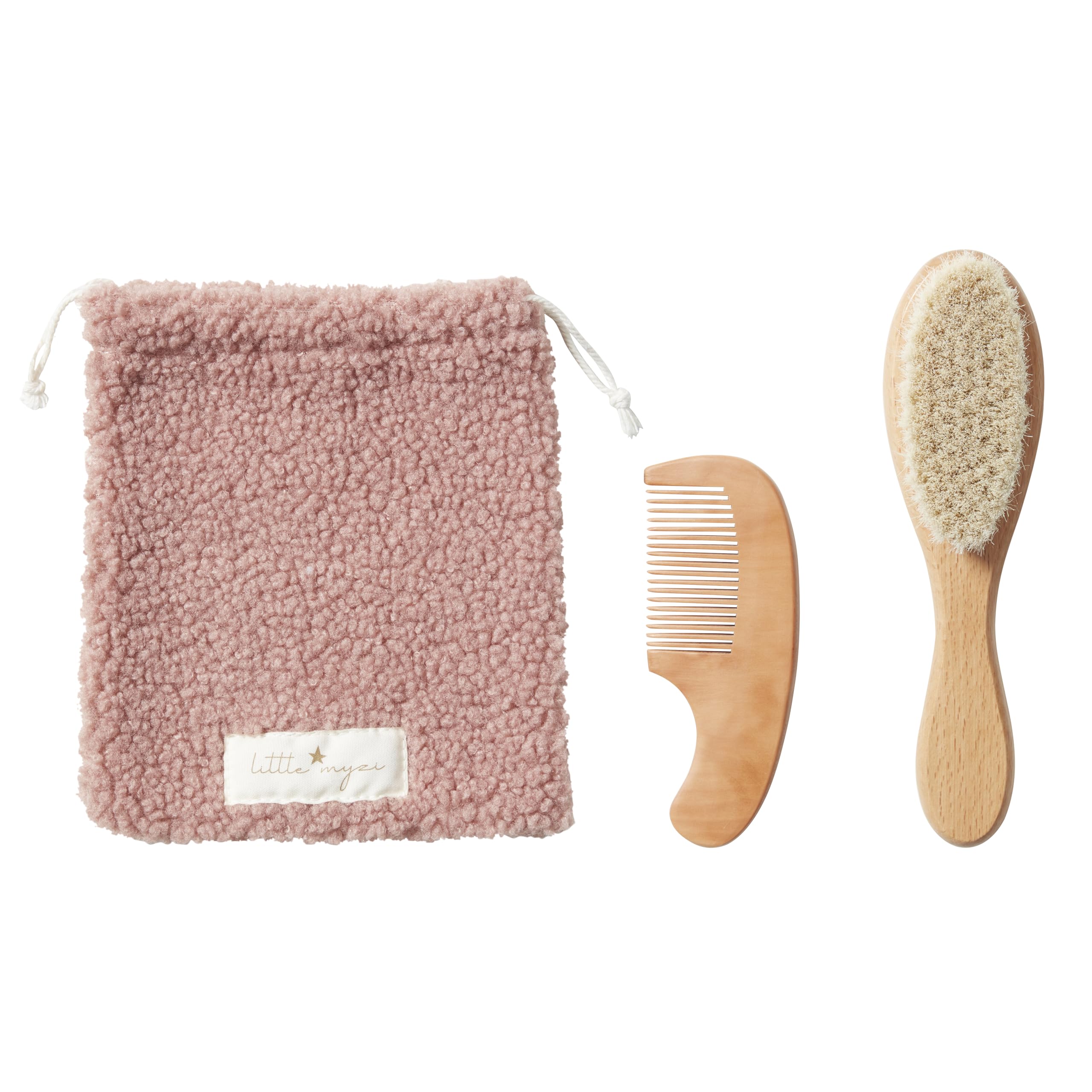 MYZI Baby Hair Brush Set - Soft Newborn Comb & Brush for Boys & Girls - Perfect Baby Shower Gift