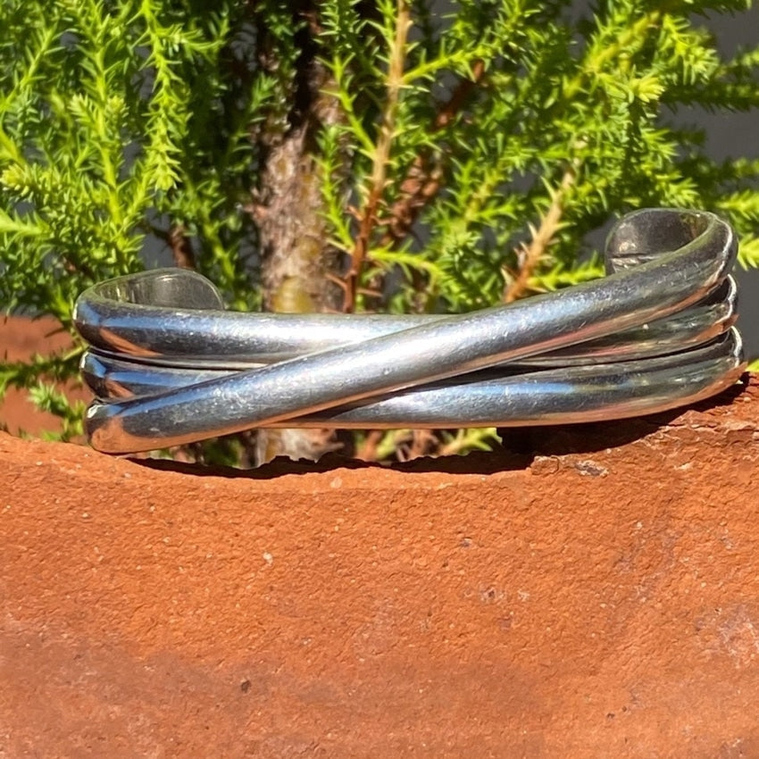Vintage Sterling Silver Triple Cuff Bracelet for Women - Elegant Adjustable Bangle Jewelry Gift for Anniversary, Wedding & Special Occasions