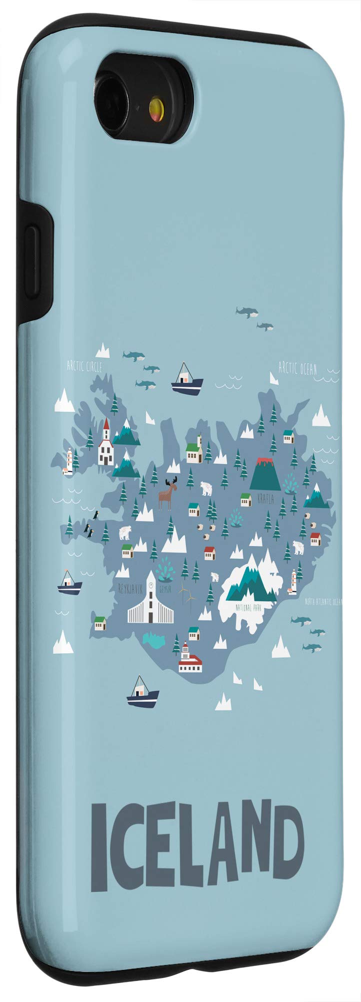 Premium iPhone SE (2020) / 7 / 8 Iceland Map Design Phone Case - Durable Protective Cover with Scratch Resistance for Travel & Outdoor Adventures