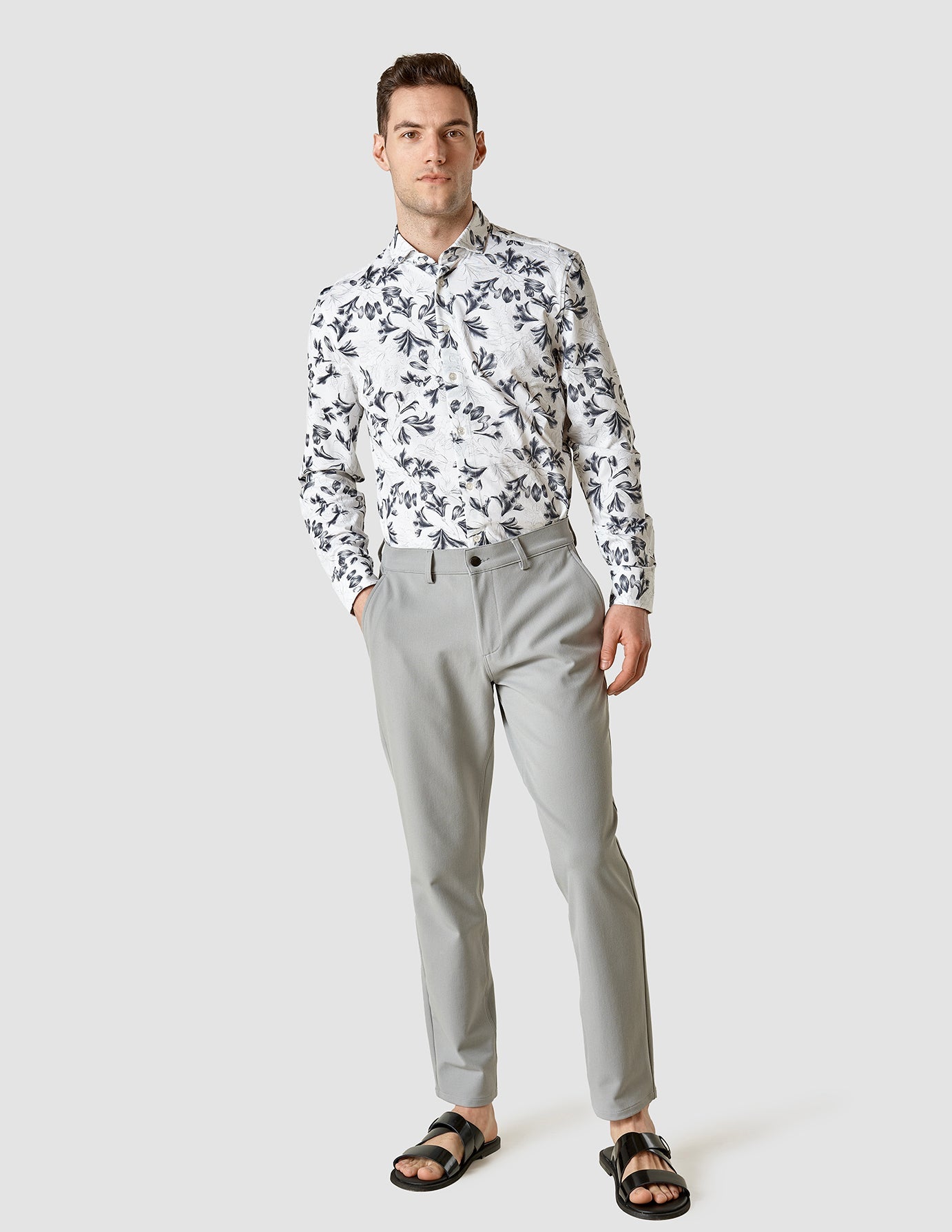 Lightweight Classic Navy Floral Slim Fit Shirt for Men - Perfect for Casual Wear, Office & Outdoor Activities