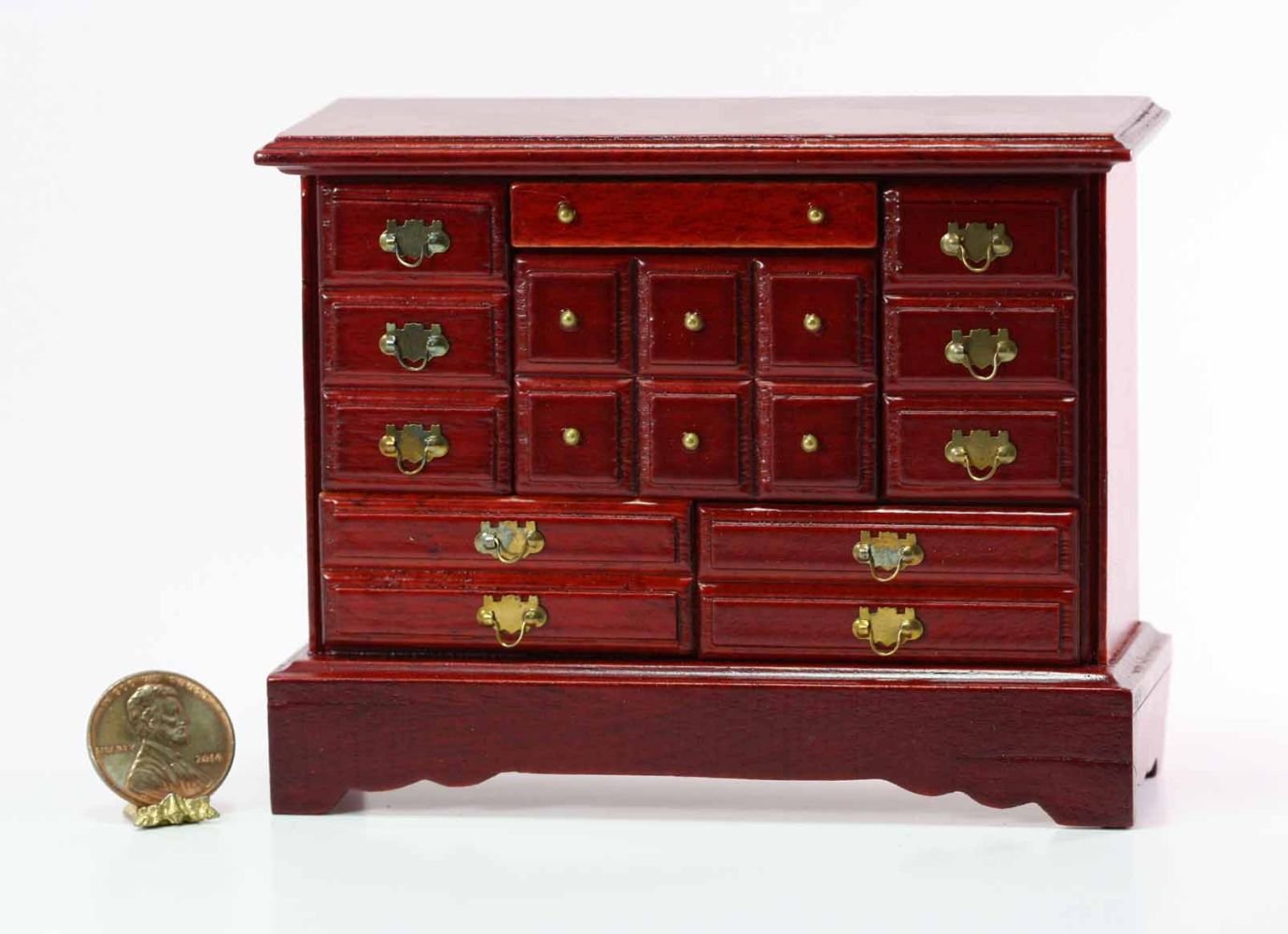 Miniature Mahogany Dollhouse Dresser with Removable Drawers - Perfect for Dollhouse Decor, DIY Miniature Projects & Collectible Display