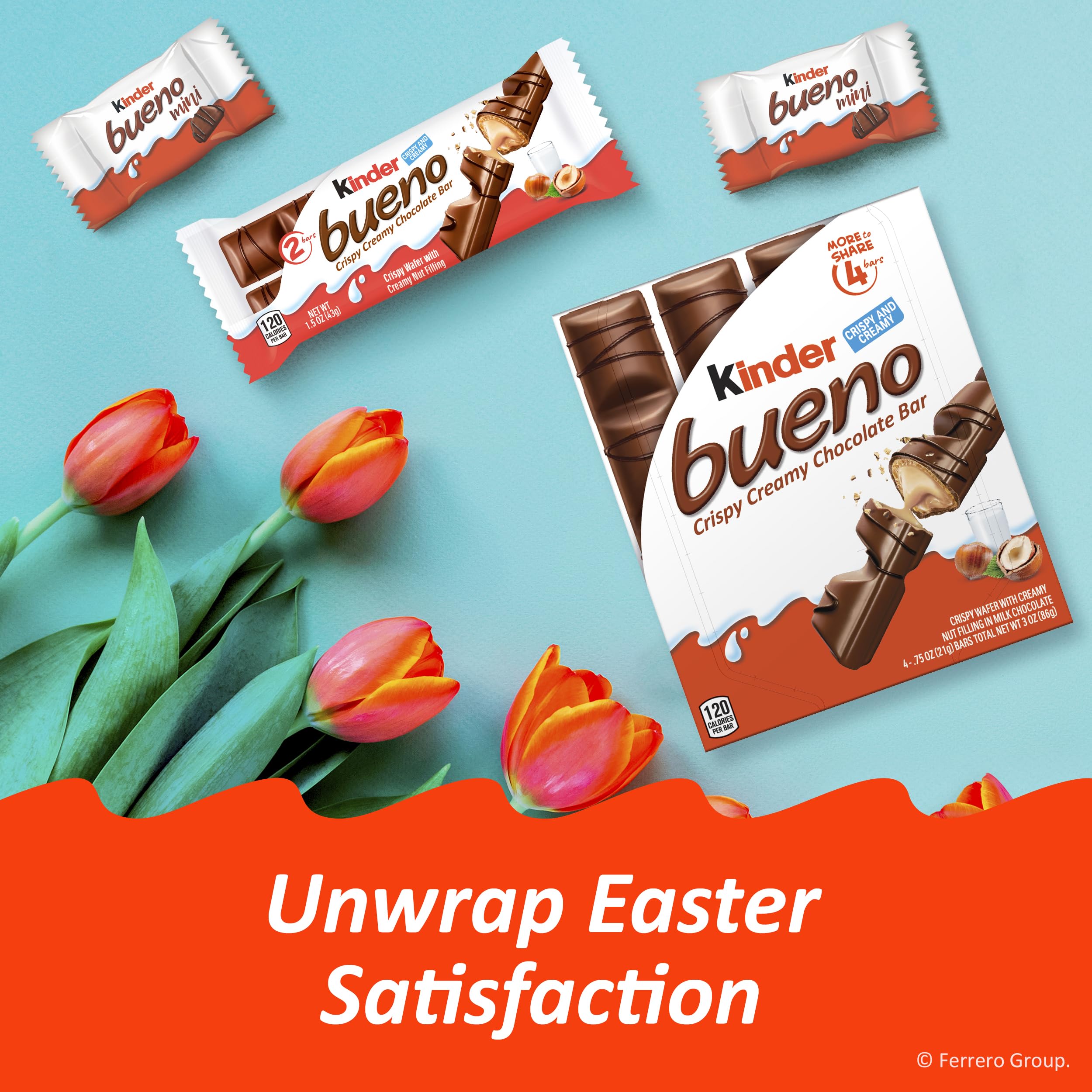 Kinder Bueno Milk Chocolate & Hazelnut Cream Bars - Bulk 20 Pack (2 Bars/Pack, 30oz) - Perfect for Parties, Gifts & Snacking