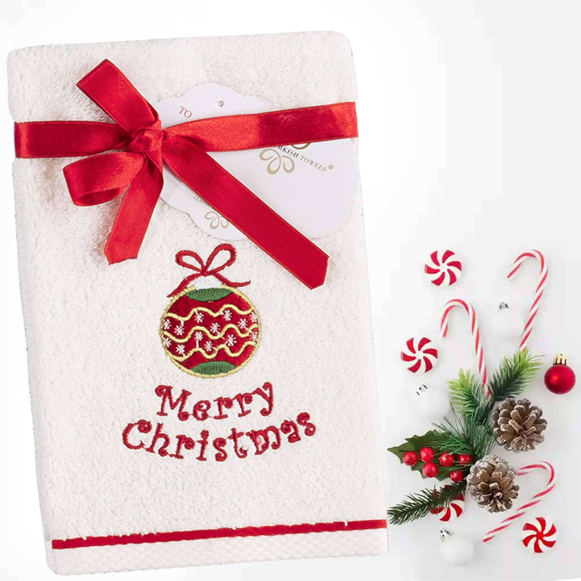 6-Piece Embroidered Christmas Turkish Cotton Kitchen Towels Set - Holiday Themed Cute Fingertip Towels for Festive Decor & Gifts | Perfect for Christmas Parties, Home Decor, and Seasonal Kitchen Use
