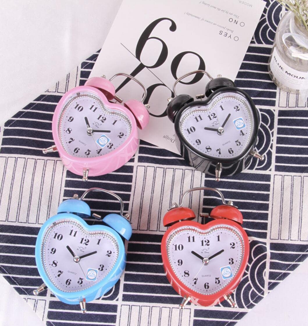 **ShiseDeco 3 Inch Cute Twin Bell Alarm Clock - Silent Analog Quartz with Night Light, Battery Operated - Perfect for Kids, Seniors & Heavy Sleepers - Ideal for Bedroom, Living Room Decor (Pink) - Great for Home, Office, Dorm & Travel Use**