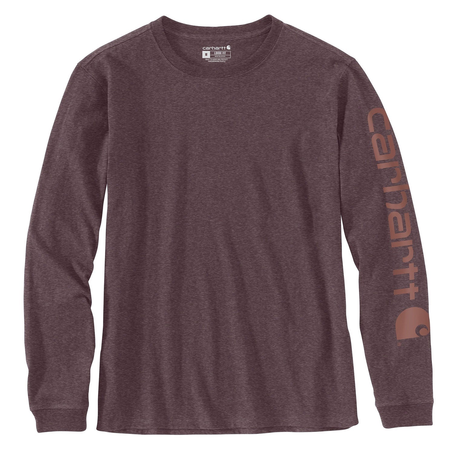Carhartt Women's Heavyweight Long Sleeve Logo T-Shirt - Blackberry Heather | Durable Workwear for Construction, Outdoor & Casual Wear
