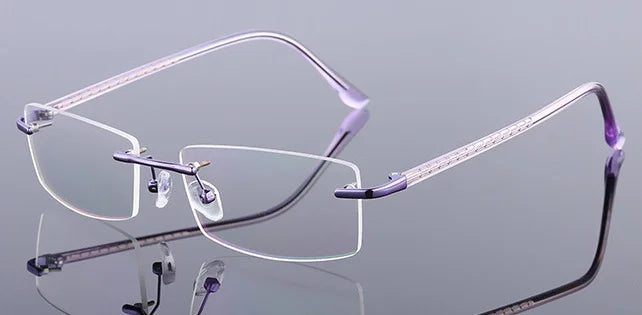 Brightzone Unisex Rimless Square Titanium Alloy Eyeglasses 71866 - Lightweight & Durable Glasses for Men & Women - Perfect for Reading, Work & Everyday Use