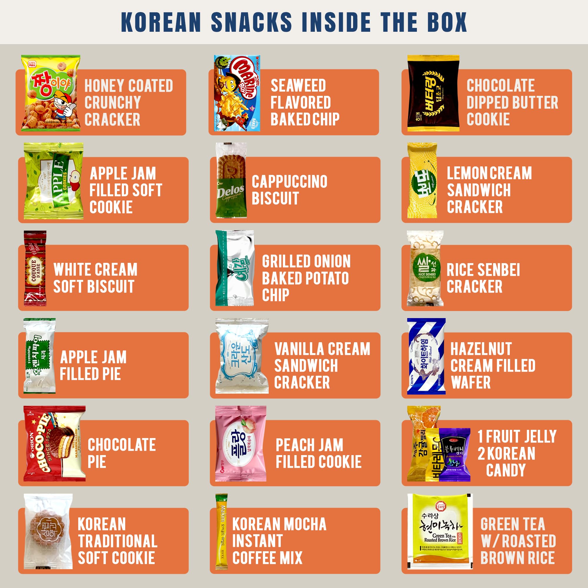 Dagaon Flavorful Mini Korean Snack Box - 20 Count Variety Pack with Chips, Biscuits, Cookies, Pies & Candies | Authentic Korean Treats for Parties, Gifts & Snacking