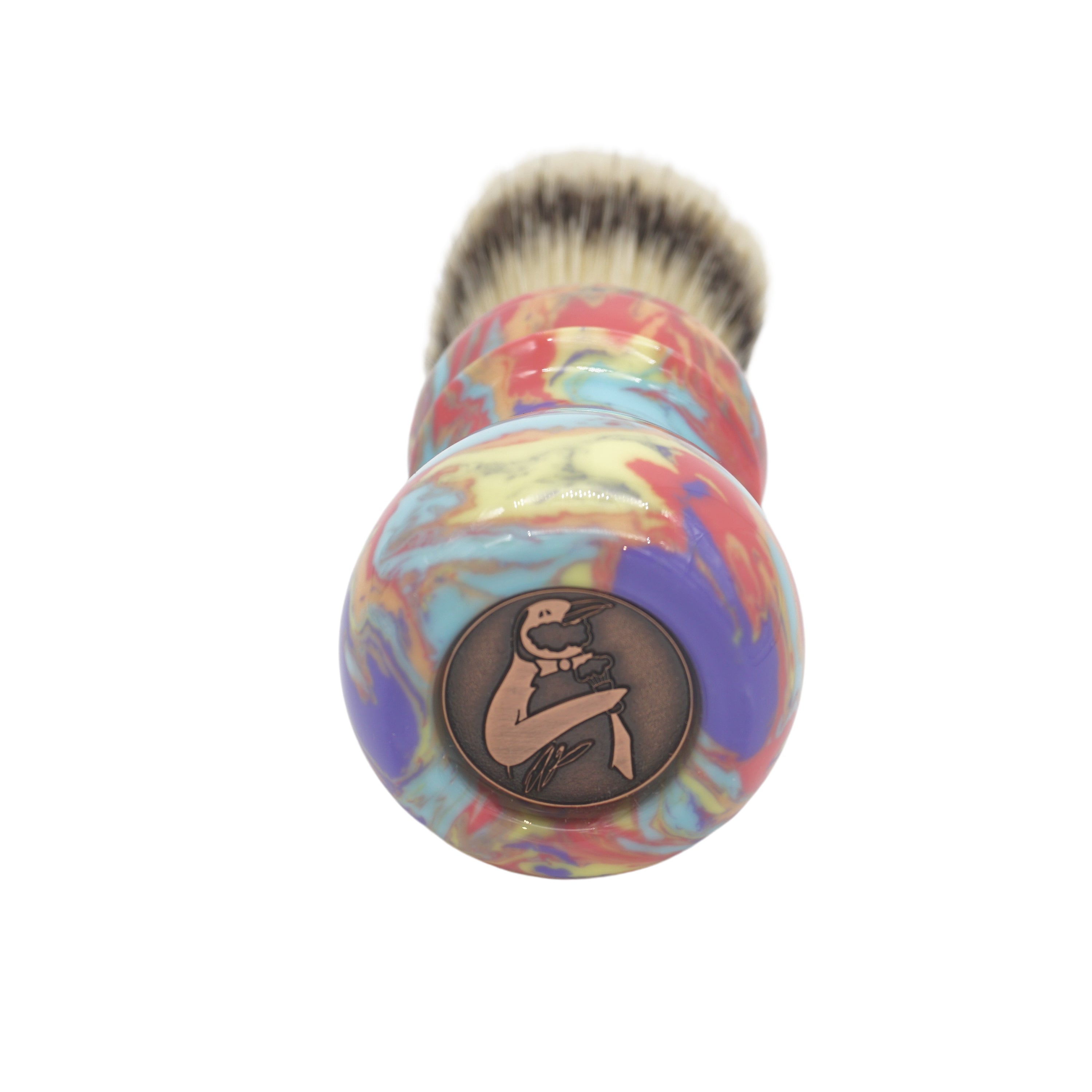 24mm Semogue Striped Boar Premium Shaving Brush with AP Shave Co. Pastel Tie Dye Handcrafted Handle - Perfect for Wet Shaving & Beard Grooming
