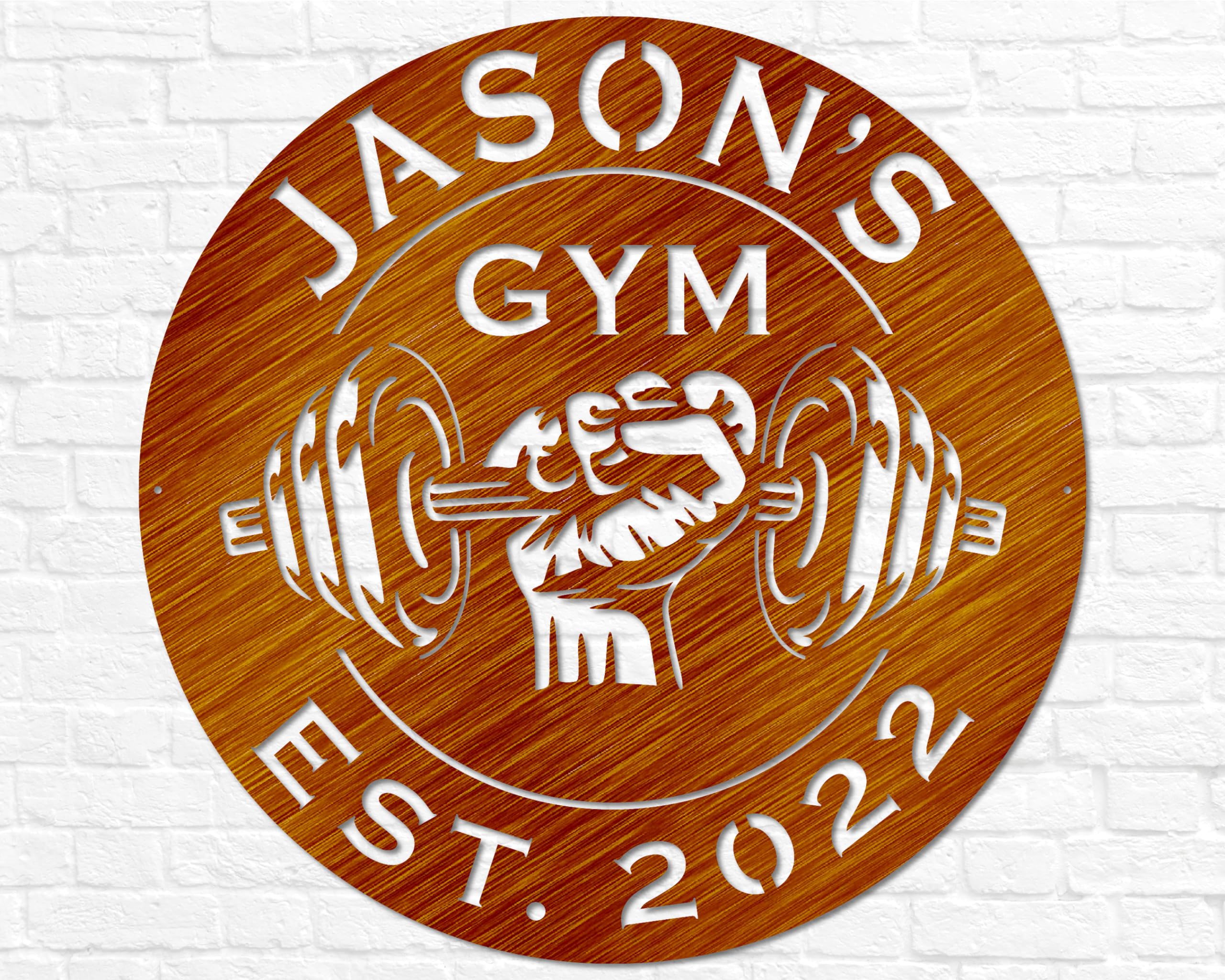 Custom Metal Dumbbell Gym Sign - Personalized Workout Room Wall Art for Home & Garage Gym Decor