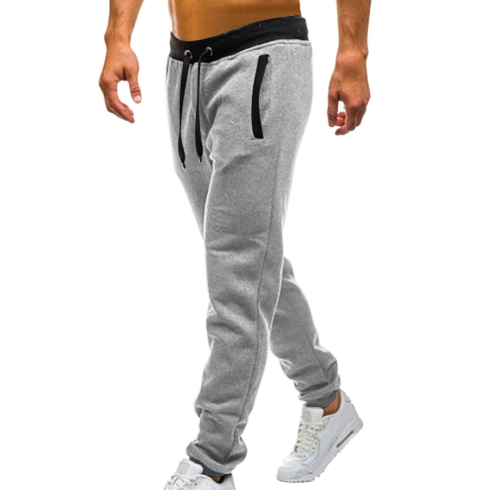 Men's Elastic Waist Jogging Pants with Pockets - Comfortable Casual Sports Pants for Running, Gym & Everyday Wear