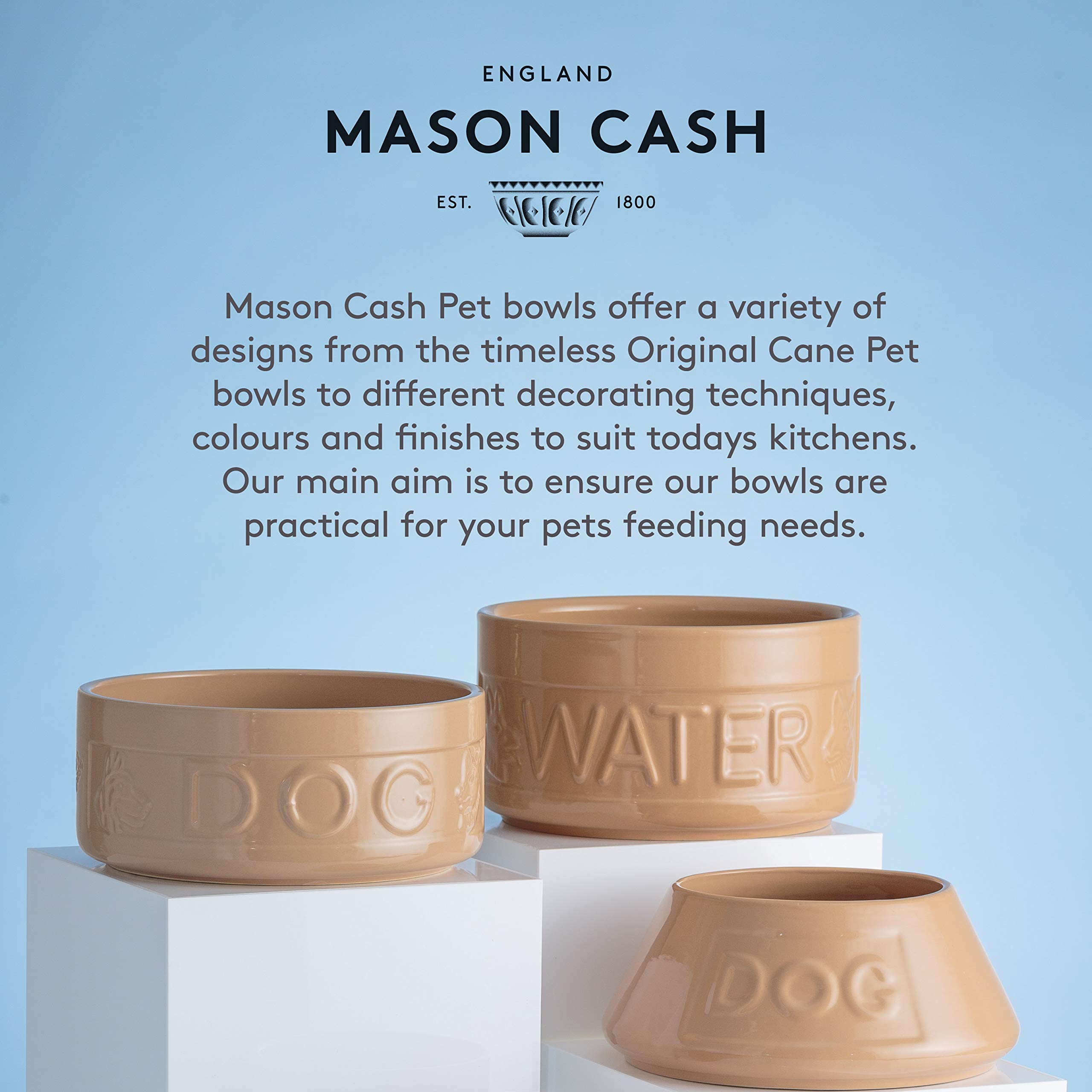 Mason Cash Colour Mix Cream Dog Bowl - 20cm Ceramic Pet Food Dish for Small & Medium Dogs - Perfect for Indoor & Outdoor Feeding