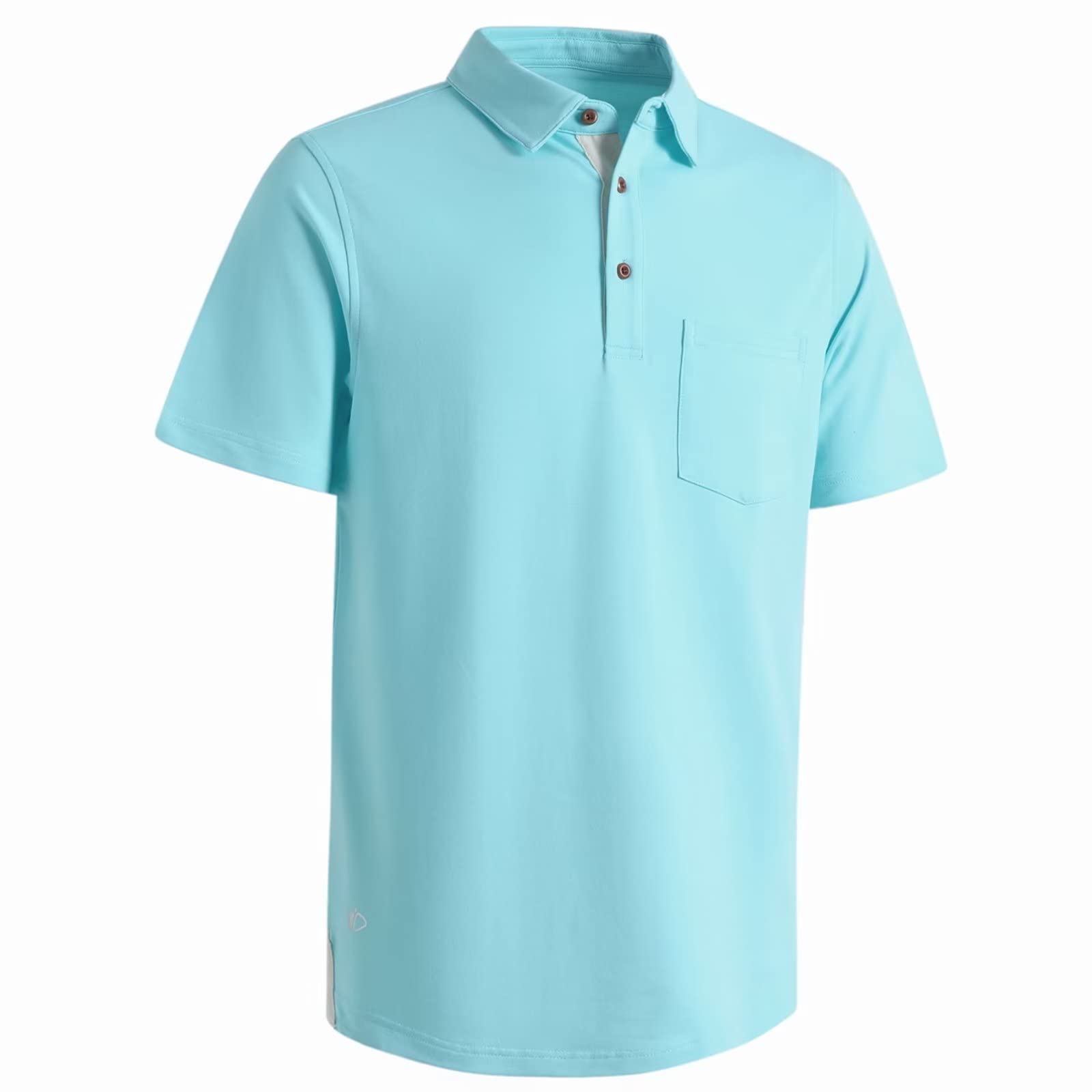 Men's Casual Cotton Blend Polo Shirts - Long & Short Sleeve Options with Pocket | Solid Color Drop Cut Collar Shirts for Business & Weekend Wear