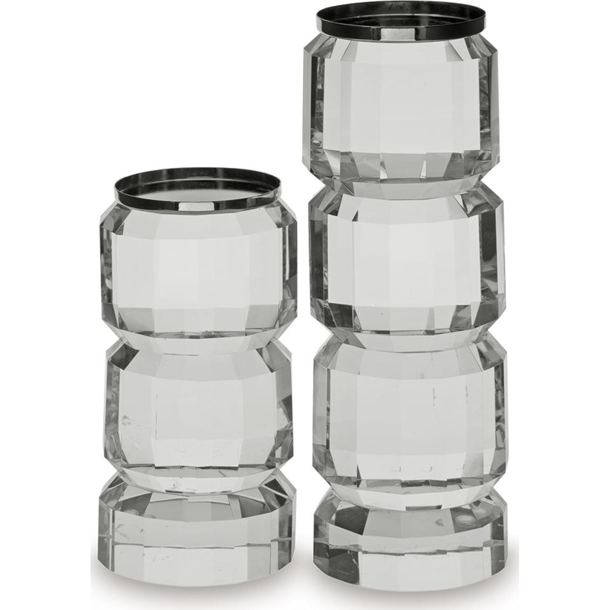 Brentley Candle Holders Set of 2 - Elegant Glass Candle Sticks for Home Decor, Wedding Centerpieces & Romantic Dinner Ambiance