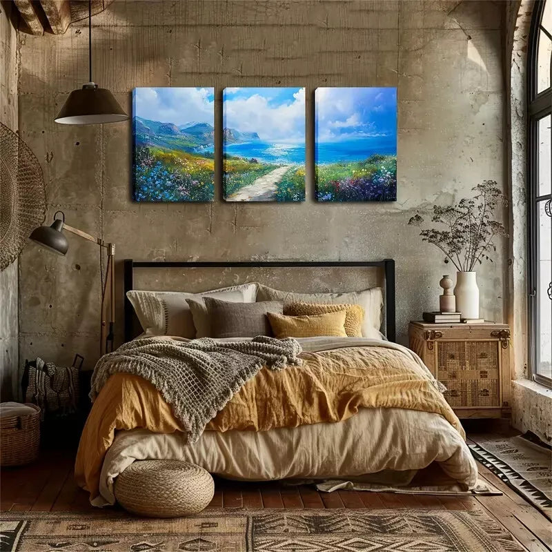 3-Piece Spring Shoreline Fine Wall Art Set - Framed Canvas Prints 40x60cm (16x24in) - High Quality Australian Made Ready-to-Hang Wall Decor for Living Room, Bedroom & Office