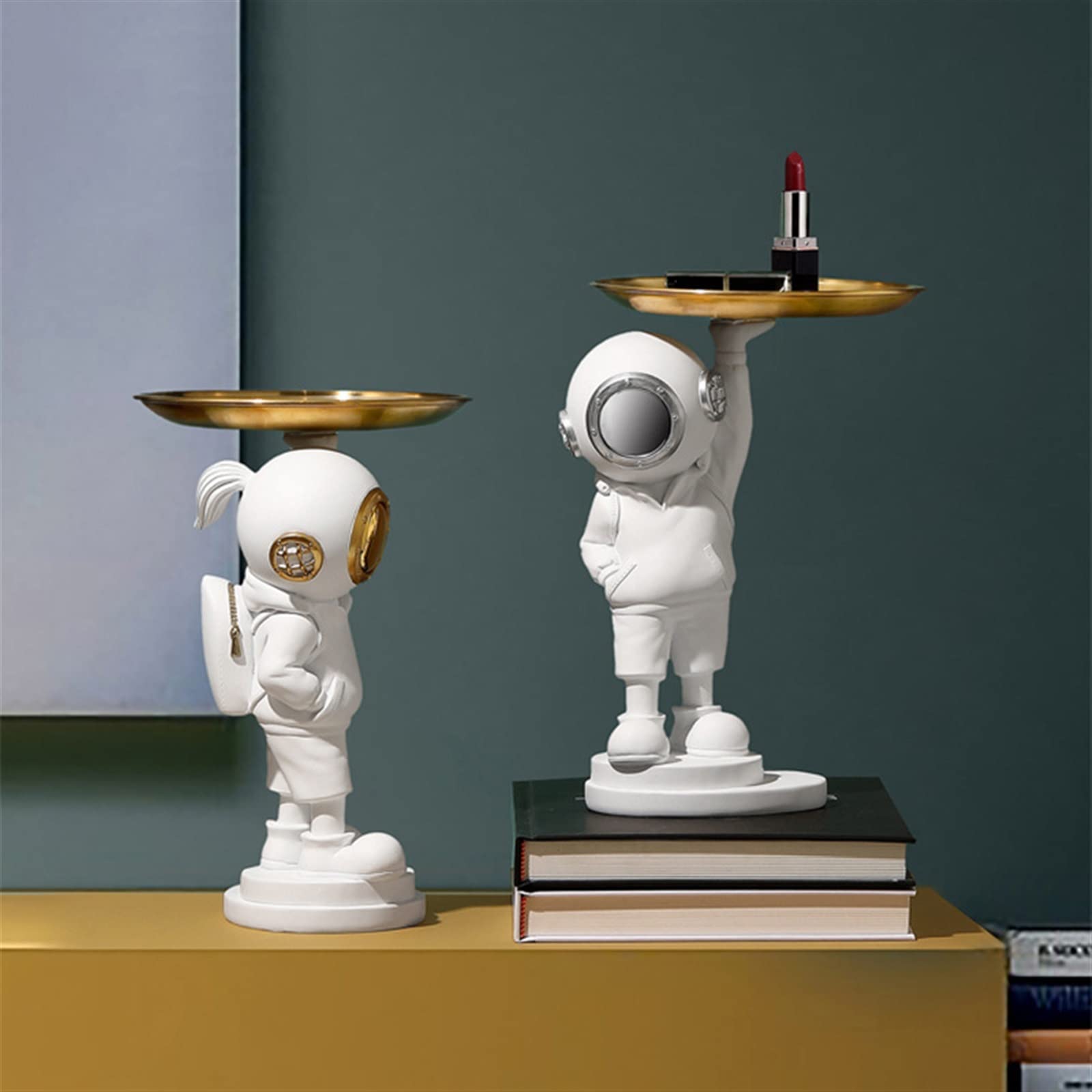Creative Gold Diver Sculpture Statue - Unique Desktop Decoration & Candy Dish for Office, Coffee Table - Funny Resin Home Decor Gift with Storage - Perfect for Home, Office & Party Decorations