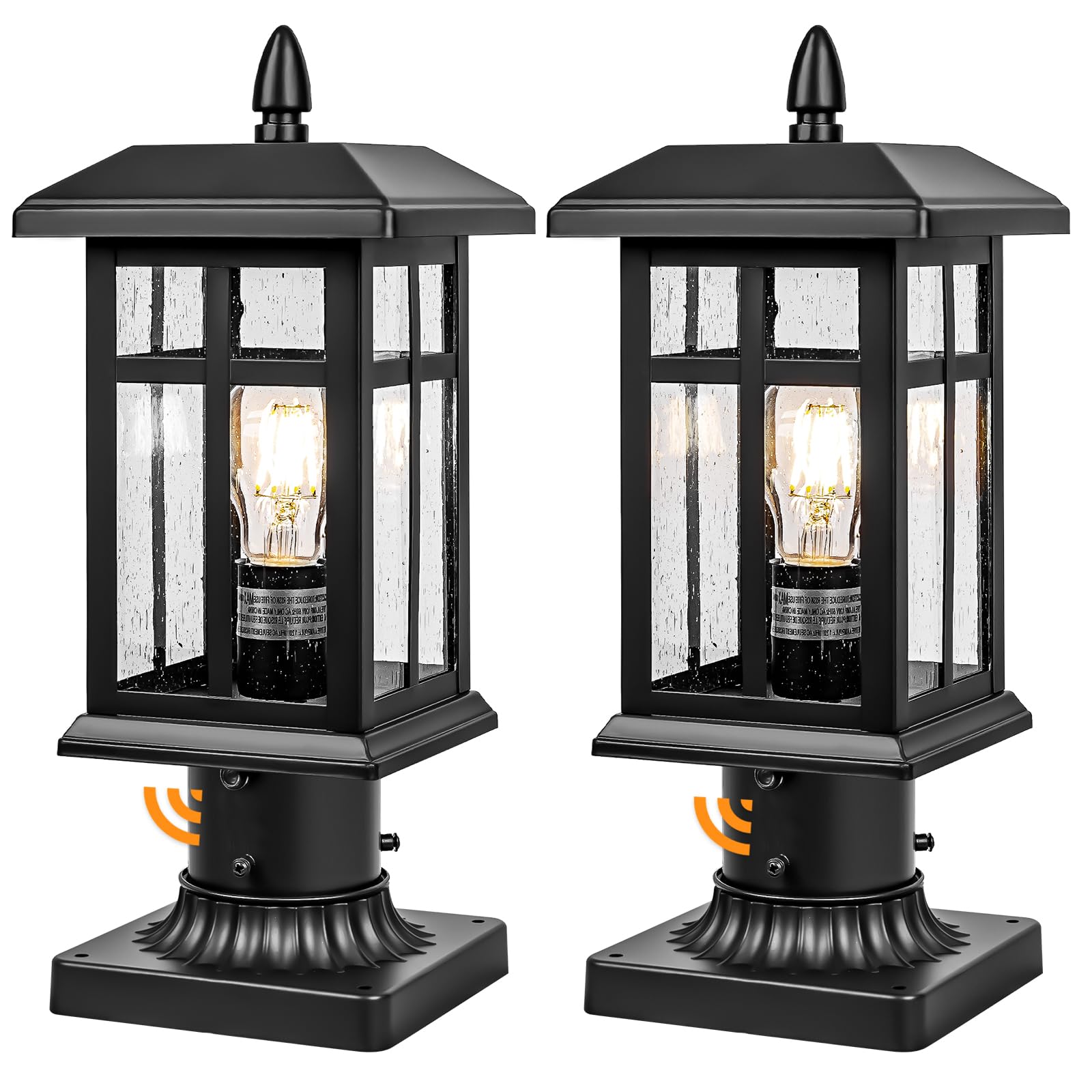 2 Pack Dusk to Dawn Outdoor Post Lights - Black Waterproof Pier Mount Electric Pole Lights for Yard, Driveway, Pathway - Perfect for Landscape Lighting, Garden Decor & Home Security
