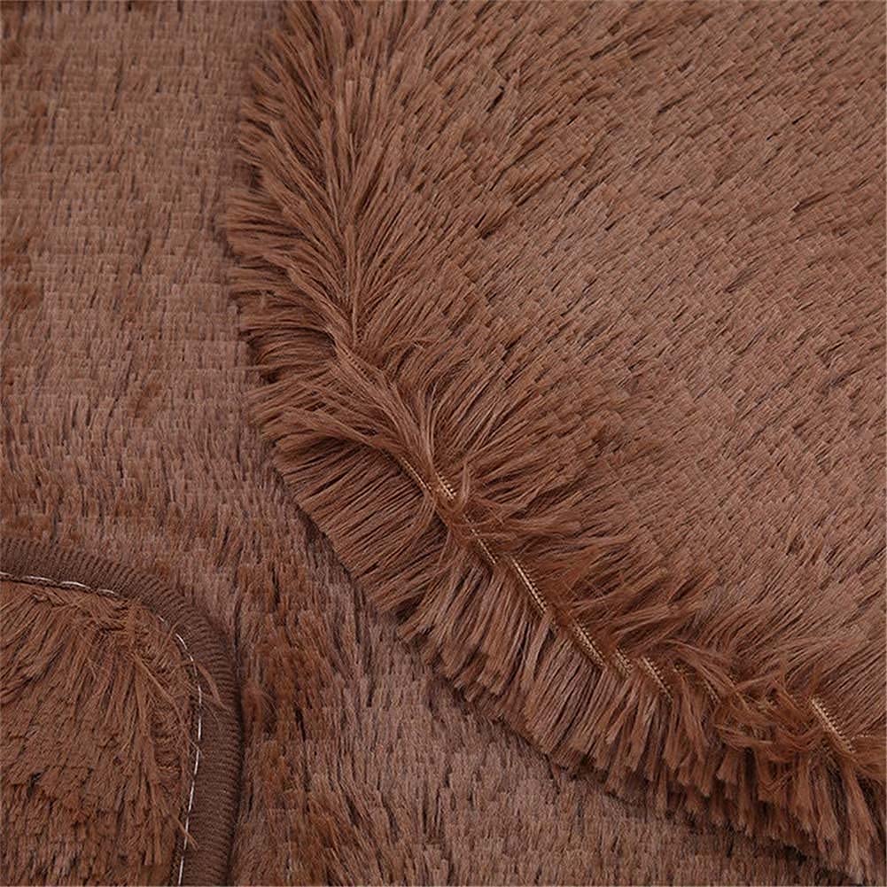 ESUPPORT 3-Piece Solid Color Bathroom Rug Set - Soft, Absorbent, Non-Slip Bath Mat & Toilet Lid Cover - Washable Brown - Perfect for Bathroom, Shower, and Toilet Area