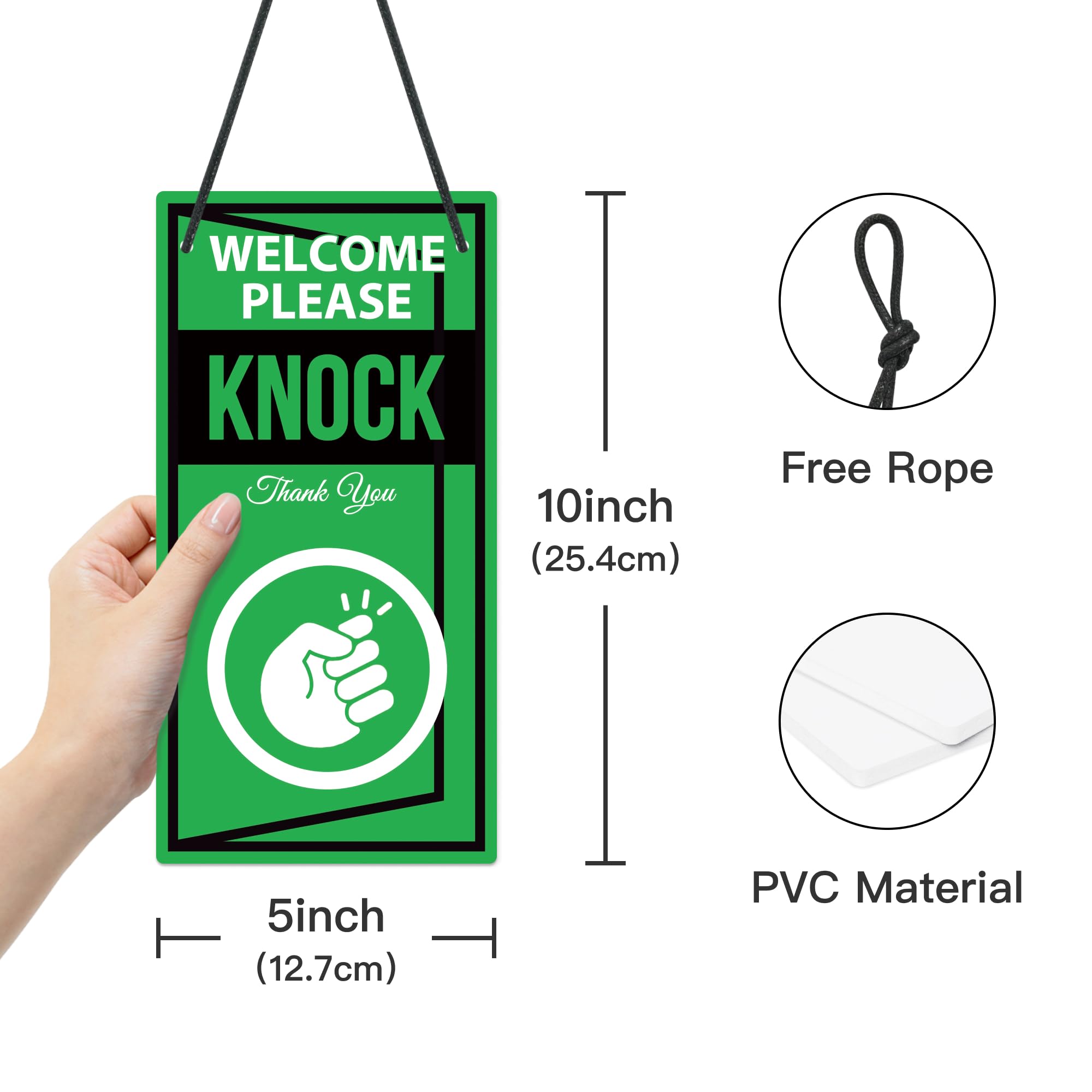 Double Sided Reversible Do Not Disturb Sign for Office Door - 10x5 Inches PVC Door Hanger for Therapists, Clinics & Treatment Rooms - Welcome Please Knock Sign for Privacy & Professional Spaces
