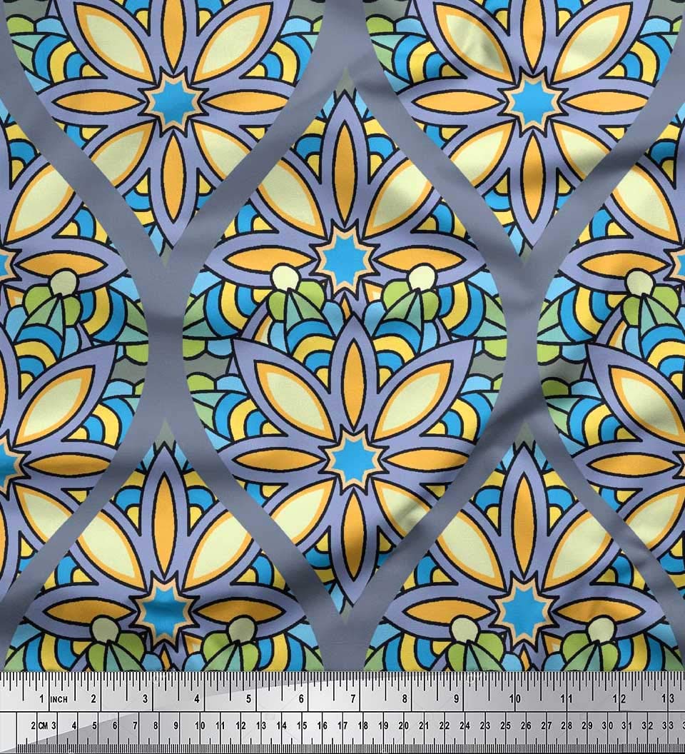 Soimoi Moss Georgette Brown Fabric by The Yard - 42 Inch Wide Floral & Ogee Damask Printed Fabric for Fashion Dresses, Curtains & Home Decor - Graceful Whimsical Design