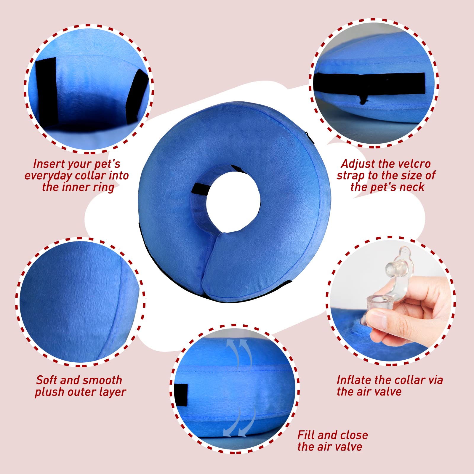 **Inflatable Dog Cone Collar - Soft Protective Recovery Collar for Dogs & Cats After Surgery, Comfortable Donut Collar for Large, Medium & Small Pets (Blue, Medium) - Ideal for Post-Surgery, Wound Care & Anxiety Relief**