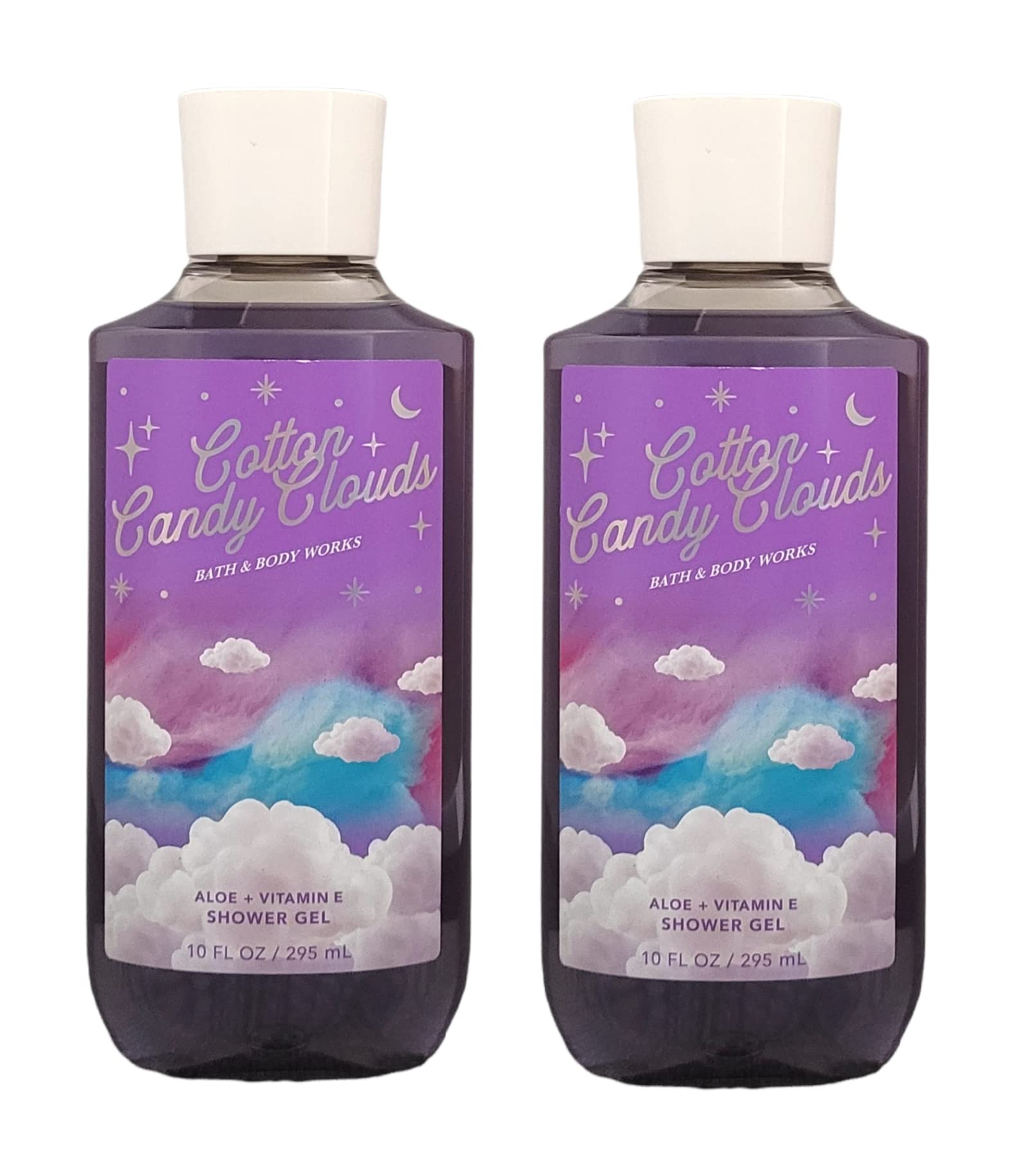 Bath & Body Works Cotton Candy Clouds Shower Gel Gift Set - 10 Oz 2 Pack (Sweet Floral Scent) - Perfect for Birthday Gifts & Self-Care Pampering