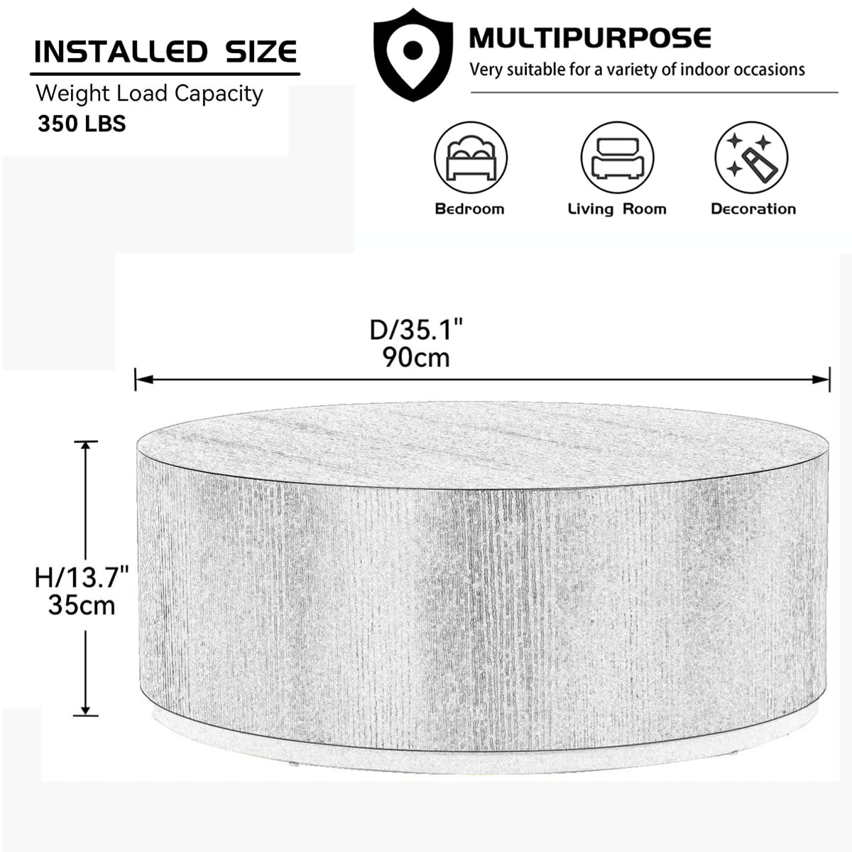 Modern Round MDF Coffee Table - Minimalist Side Table & End Table for Living Room, Bedroom & Office - Fully Assembled Contemporary Furniture for Small Spaces