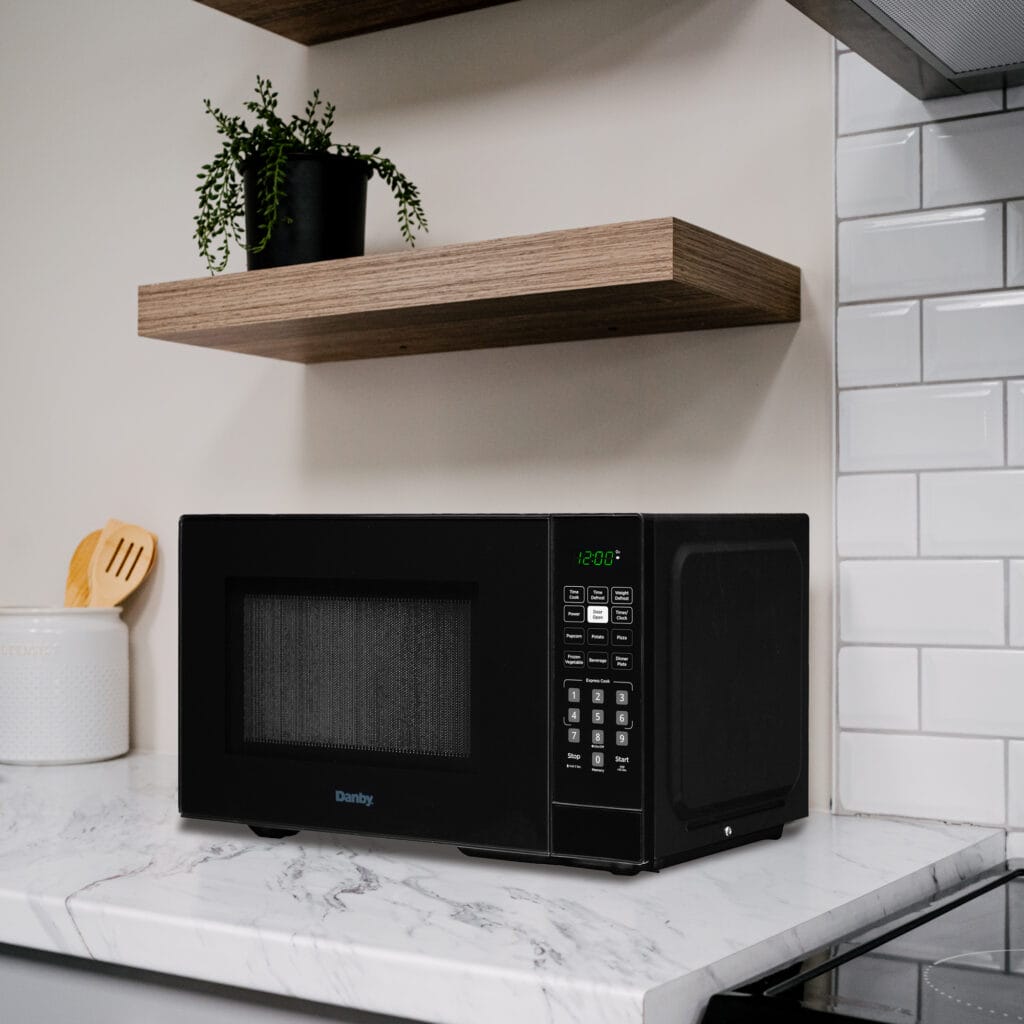Danby DBMW0921BBB 0.9 cu. ft. Compact Countertop Microwave Oven - Black - Perfect for Small Kitchens, Dorms, and Office Spaces