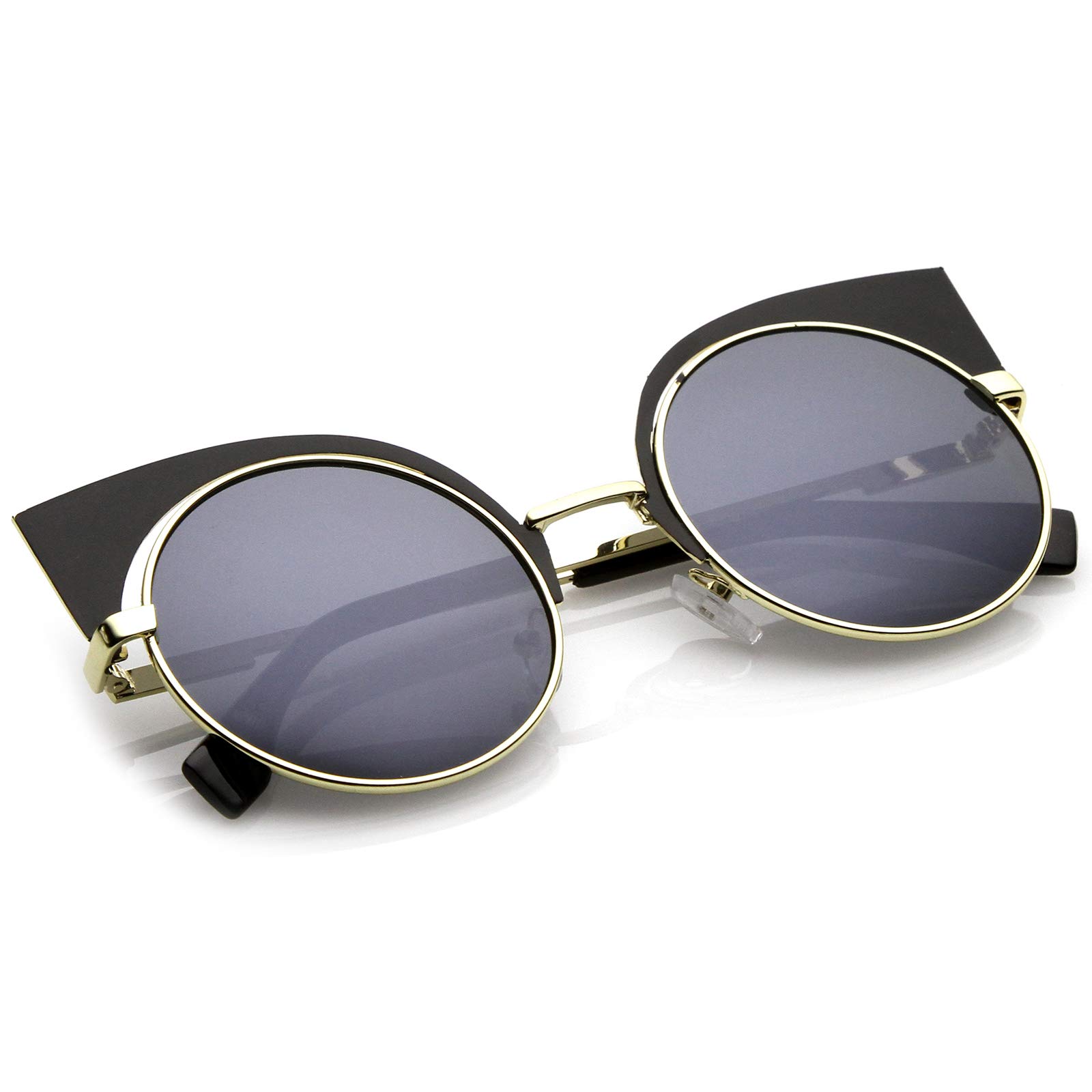 ZeroUV Women's Metal Frame Cat Eye Sunglasses - 54mm Round Cutout Design UV Protection - Perfect for Beach, Driving & Fashion Accessories