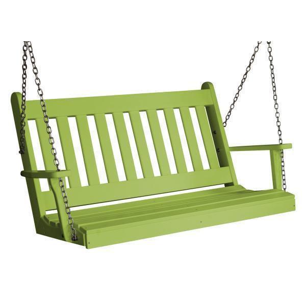 A&L Furniture Poly Traditional English Swing - Classic Outdoor Porch Swing for Garden, Patio, and Backyard Relaxation