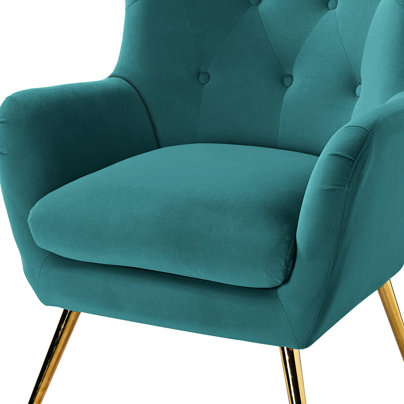 Luxury Isabelle Wingback Velvet Upholstered Armchair - High Back Accent Chair with Sturdy Metal Legs for Living Room, Bedroom & Office Decor