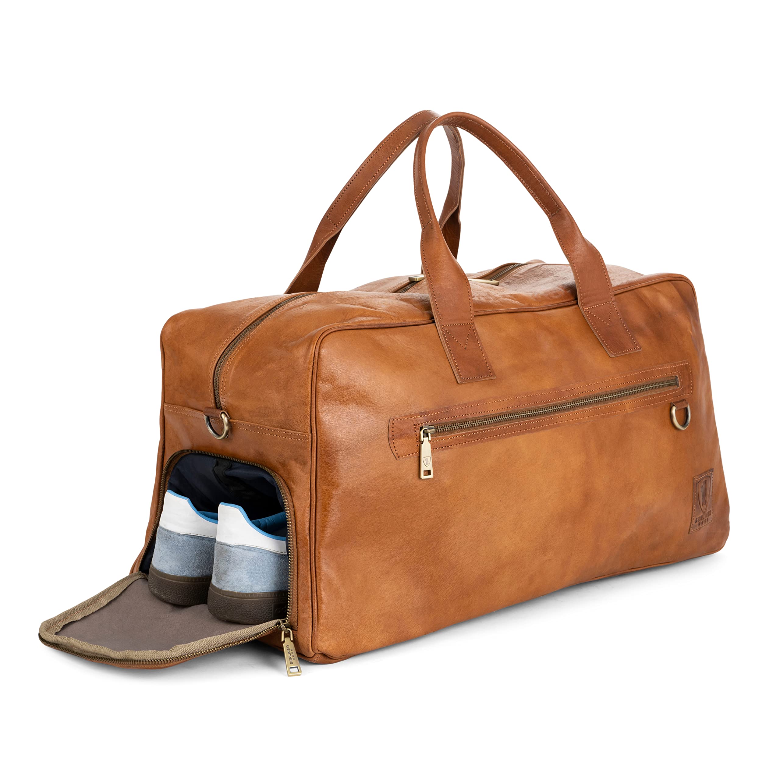 Berliner Bags Vintage Genuine Leather Duffle Austin XL - Premium Travel & Gym Weekender Bag with Shoe Compartment | Spacious Overnight Bag for Men & Women | Perfect for Business Trips, Weekend Getaways & Workouts (Brown)