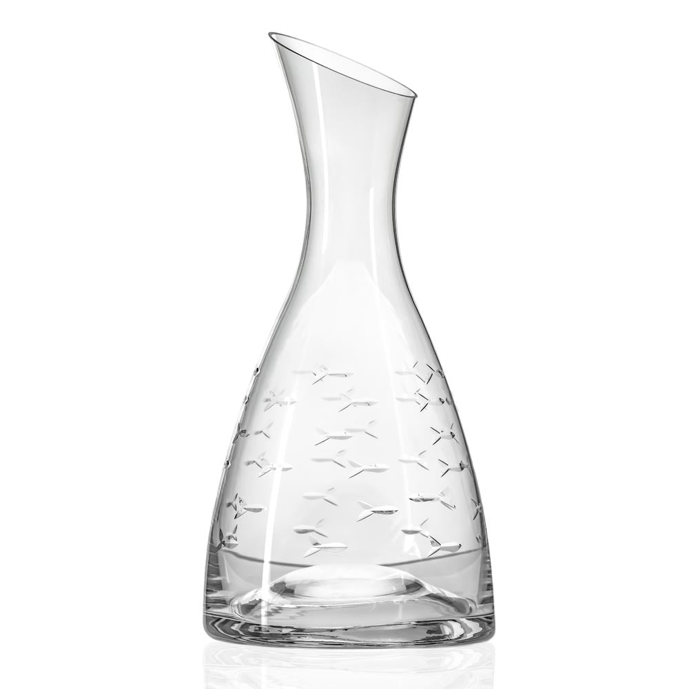 Premium 37.25oz Glass Wine Carafe with Elegant Fish Design - Perfect for Dinner Parties, Restaurants & Home Entertaining