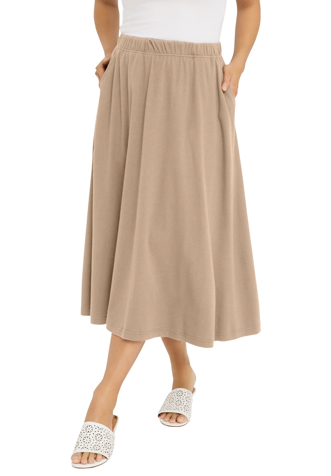 Jessica London Plus Size Soft Midi Skirt for Women - Casual & Office Wear