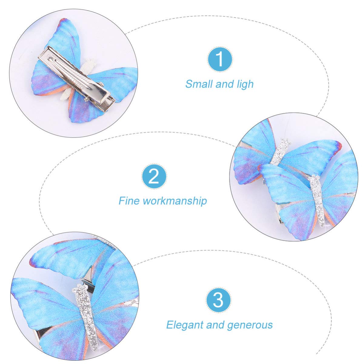5Pcs Butterfly Hair Clips - Mini Glitter Barrettes for Girls & Women - Fairy Bobby Pins for Wedding, Party, Bridal Accessories (Blue) - Perfect for Everyday Wear, Special Occasions & Gift Giving