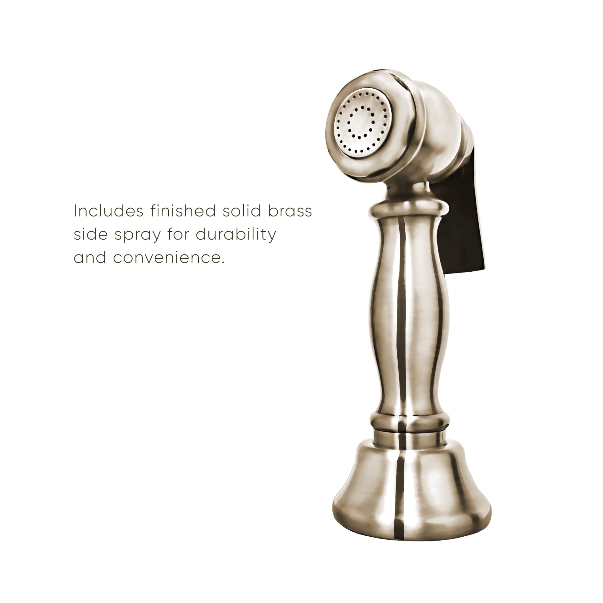 Solid Brass Bridge Faucet with Long Traditional Swivel Spout & Lever Handles - Includes Side Sprayer for Kitchen Sink | Perfect for Farmhouse, Vintage & Traditional Style Kitchens