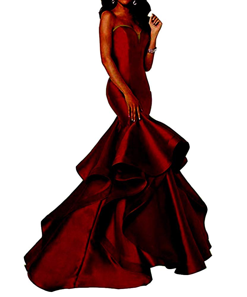 Elegant Burgundy Mermaid Prom Dress for Women - Satin Sweetheart Long Formal Evening Gown for Party, Homecoming, Wedding & Special Occasions