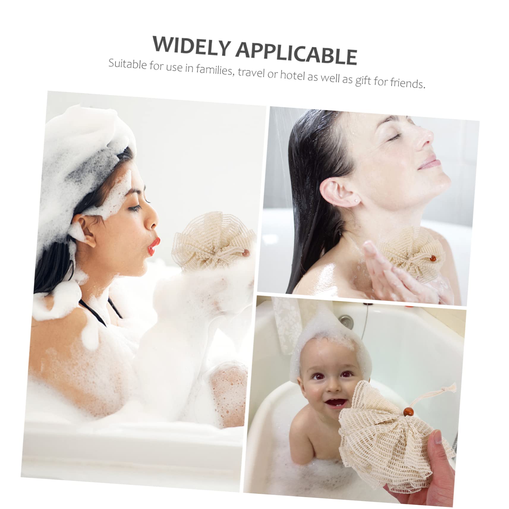 ADOCARN 2-Pack Exfoliating Loofah Bath Sponges for Shower & Body Wash - Soft Mesh Scrubber, Gentle Foam Bath Ball, Skin Cleansing Puff (Beige) - Perfect for Daily Shower, Exfoliation & Deep Cleaning
