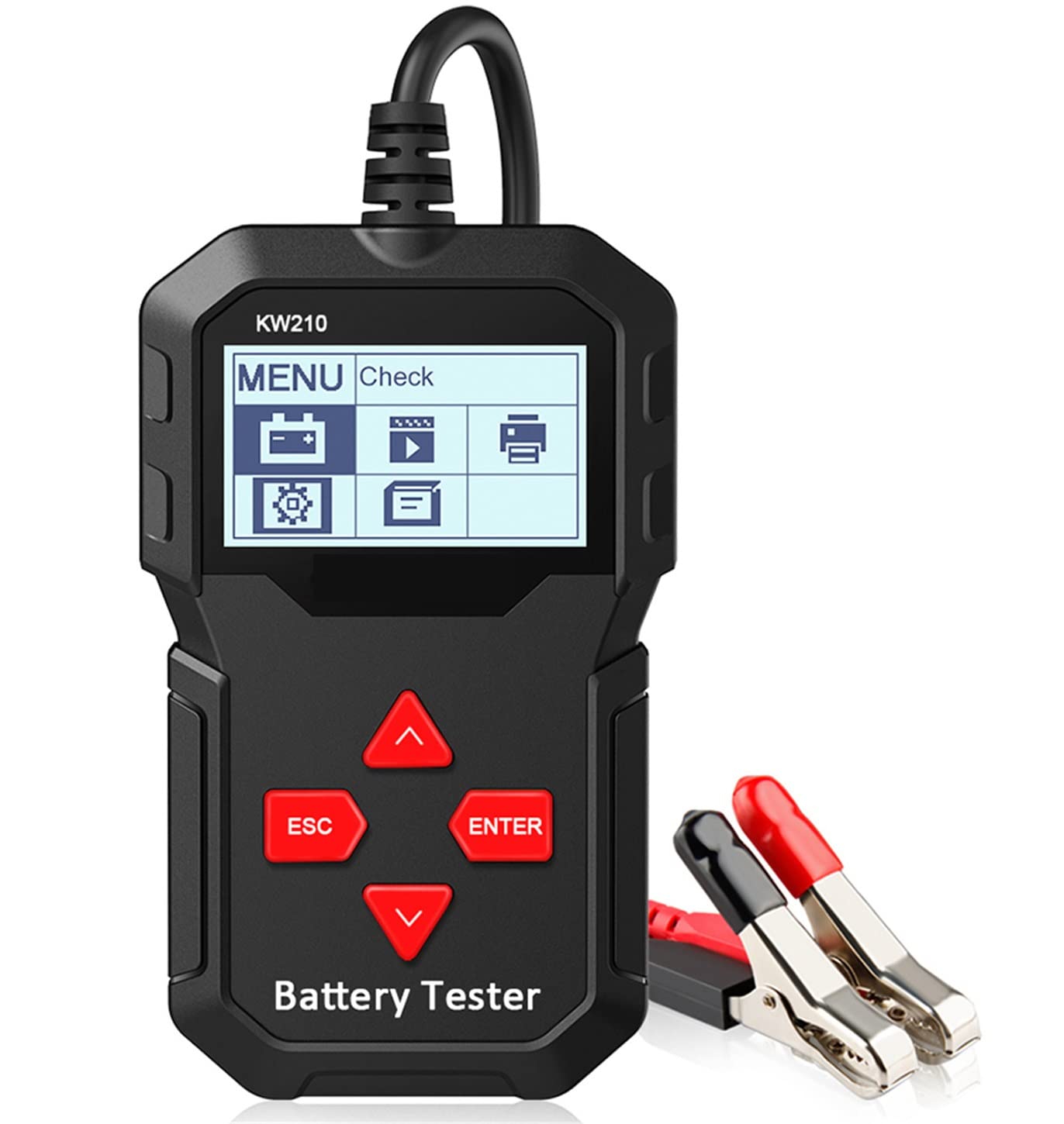 12V Smart Car Battery Tester - Automatic Auto Battery Analyzer for 100-2000CCA Cranking Test - KW210 Model - Perfect for DIY Mechanics & Auto Shops