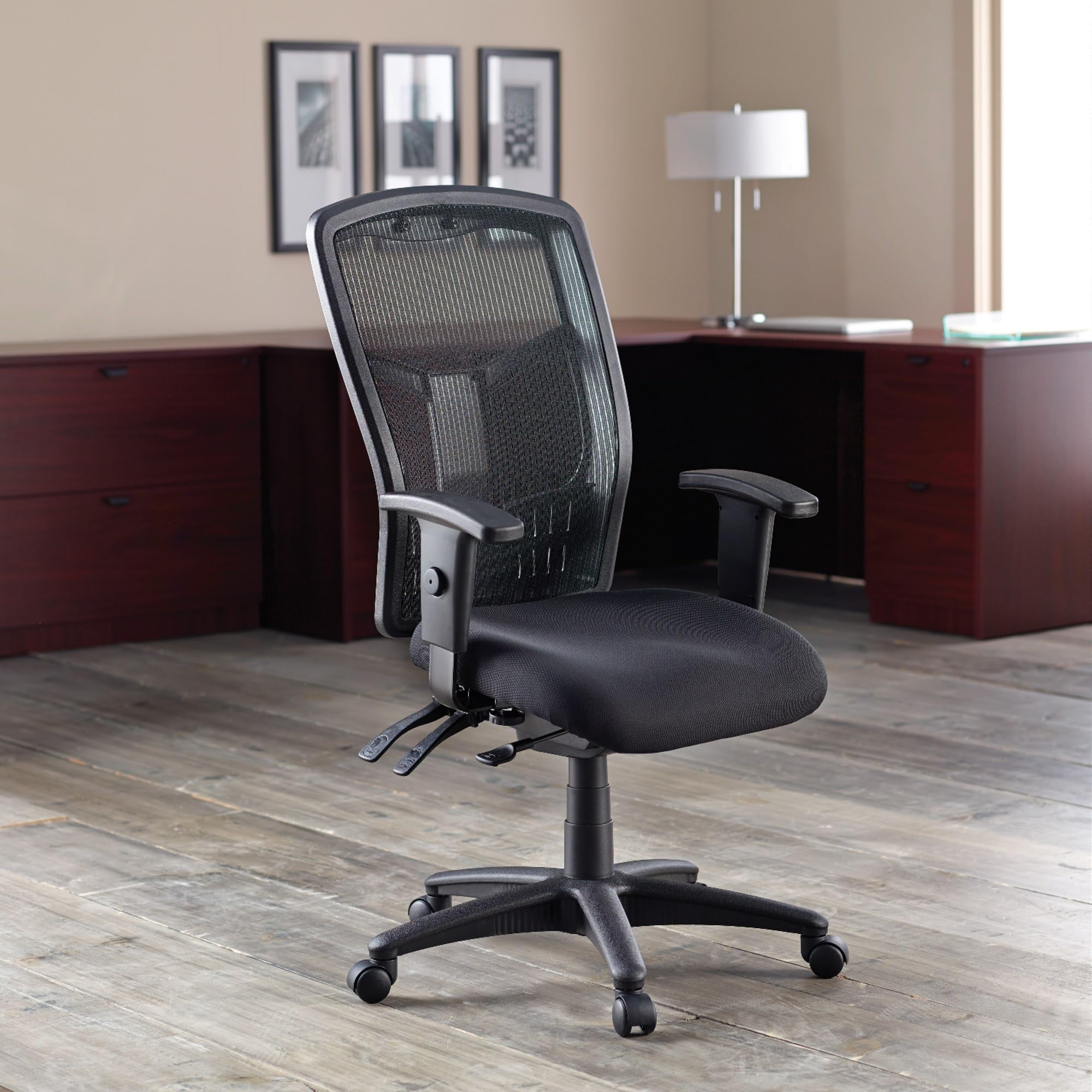 Lorell ErgoMesh Executive Chair - High Back Ergonomic Office Chair in Black for Home & Business Workspaces