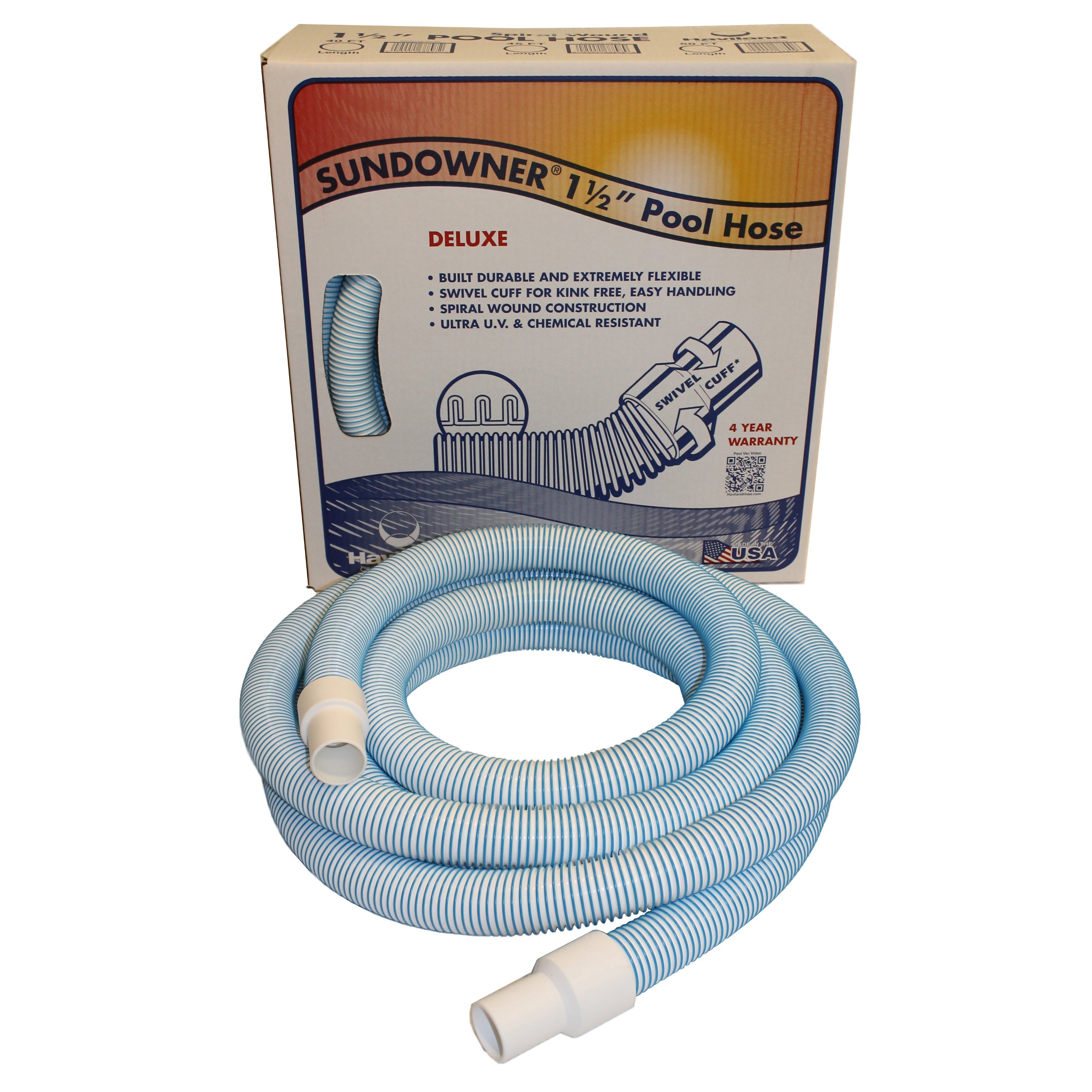 Haviland NA205 1.5-Inch Heavy Duty Vacuum Hose for In-Ground Swimming Pools | 30 Feet Long | Durable Pool Cleaning Accessory for Efficient Debris Removal & Maintenance | Perfect for Residential & Commercial Pool Care