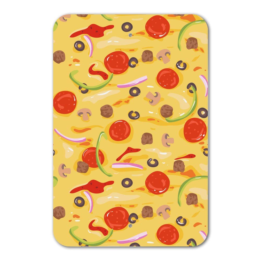 Vintage Pizza Pattern Sign - Pepperoni, Olives & Onions Design for Home, Office & Business Decor | Perfect for Kitchen, Restaurant & Pizza Shop Wall Art