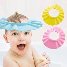 Adjustable Baby Shower Cap - Soft Safe Bathing Hat for Kids - Eye & Ear Protector - Leaves Design Shampoo Cap - 1pc (Color May Vary) - Perfect for Gentle Hair Washing & Bath Time Protection