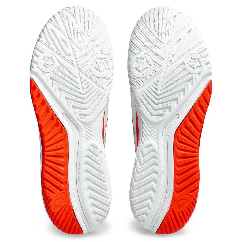 ASICS Gel Resolution 9 Men's Tennis Shoes - White/Blue/Orange - High-Performance Court Shoes for Competitive Play & Training - Perfect for Hard Court Tennis Matches & Gym Workouts