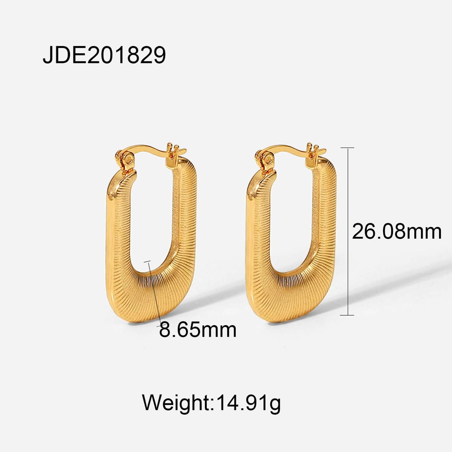 18K Gold Plated Hollow Textured U Hoop Earrings for Women | Lightweight Dainty Everyday Jewelry Gift | JDE829 | Perfect for Office, Date Night & Special Occasions