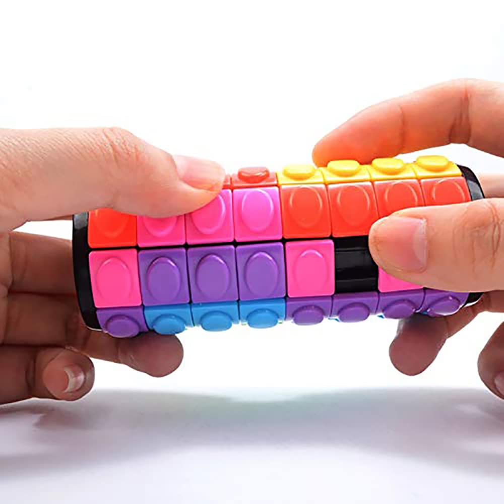 Rainbow Magic 3D Puzzle Cube - 5 Layer Rotating Cylinder Fidget Toy for Kids & Adults | Stress Relief, Focus Aid, Classroom & Office Desk Toy